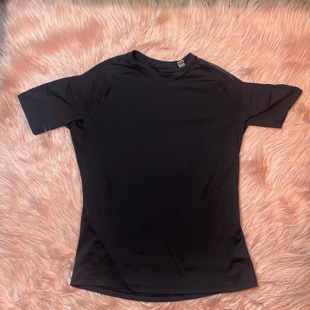 Adidas Men Black Short Sleeve AlphaSkin Shirt Size Large